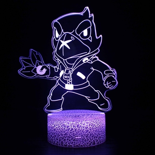 Brawl Stars Crow 3D lampe med fjernbetjening - 16 lysfarver - dæmpbar